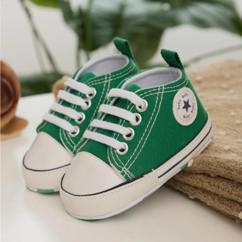 Meckior Baby Canvas Sneakers First Walkers Crib Shoes - Green - New with Tag